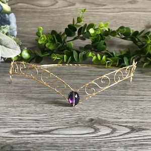 Kristall Elfen Haarreif - Drahtgewickelte Elfen Krone, Fantasy Kopfschmuck, Renaissance Schmuck, handgemachtes Mittelalter Diadem für LARP oder Cosplay