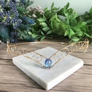 Blue Centre Jewel tiara,  Elven Circlet, Elven Tiara, Medieval Circlet, Crystal Crown