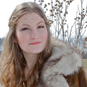 Gold Elven Tiara Wire Elf Crown Forehead Crown Regal Renaissance Crown Fairy Princess Bridal Circlet image 2