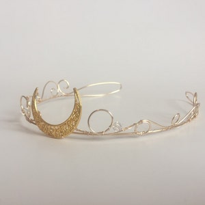 Moon Princess Crown Crescent Moon Tiara Celestial Hairband Selene Moon Goddess image 4