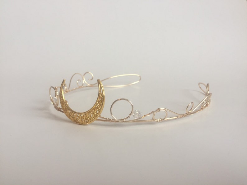 Moon Princess Crown Crescent Moon Tiara Celestial Hairband Selene Moon Goddess image 4