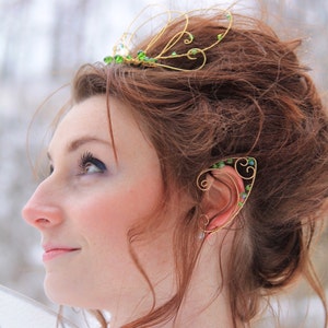 Green Fairy Ears Elfin cuffs Pointy Earring Ear jewelry image 1