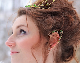 Green Fairy Ears - Elfin cuffs - Pointy Earring - Ear jewelry -