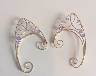 Purple Elf Ears - Fairy Ear Cuff - Pointy Ears - Pixie Ears