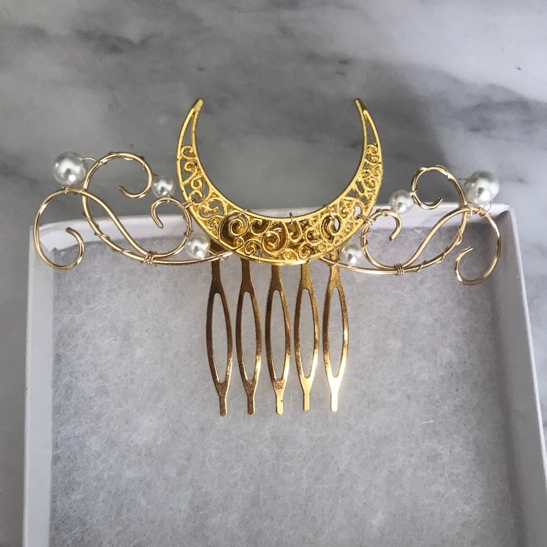 Moon Comb Crescent Hair Accessory with pearls image 6