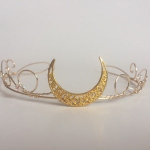 Moon Princess Crown Crescent Moon Tiara Celestial Hairband Selene Moon Goddess image 2