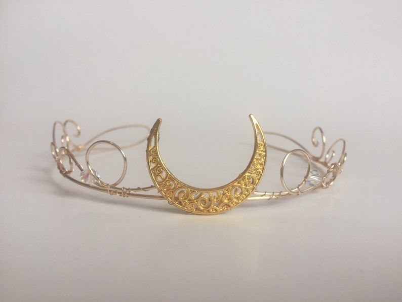 Moon Princess Crown Crescent Moon Tiara Celestial Hairband Selene Moon Goddess image 2