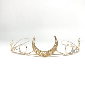 Moon Princess Crown Crescent Moon Tiara Celestial Hairband Selene Moon Goddess image 3