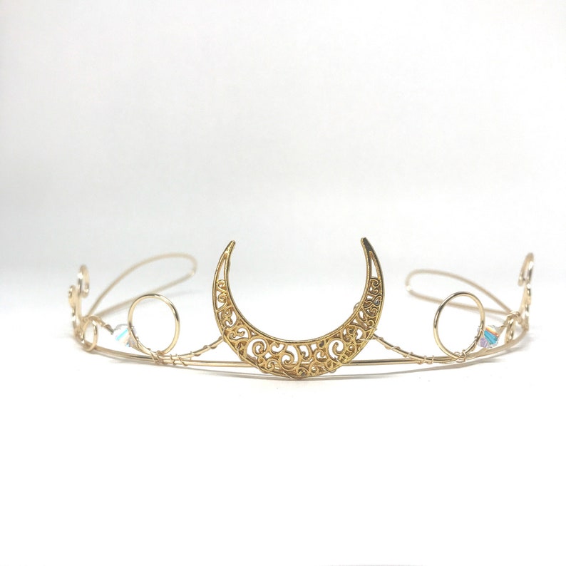 Moon Princess Crown Crescent Moon Tiara Celestial Hairband Selene Moon Goddess image 3