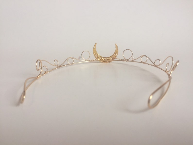 Moon Princess Crown Crescent Moon Tiara Celestial Hairband Selene Moon Goddess image 5