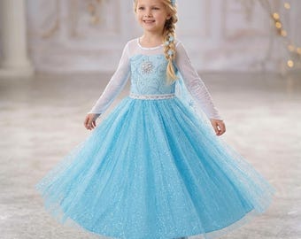 Frozen Elsa Dress for Girls – Blue Tulle Princess Costume for Toddlers, Birthday Party & Cosplay Outfit
