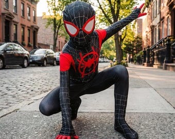 Toddler Superhero Costume, Miles Morales Cosplay Bodysuit, Costume for Boys