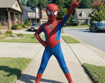 Spider Kids Costume, Superhero Suit for Boys, Cosplay Bodysuit with Mask, Halloween Outfit Gift