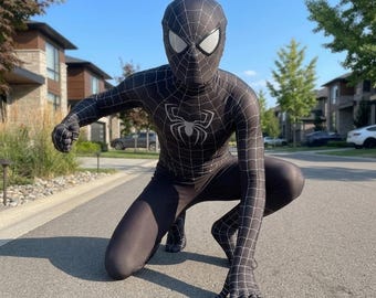 Black Spider Costume for Kids, Spiderman Outfit Boy, Black Spiderman Suit, Cosplay Bodysuit Halloween Gift