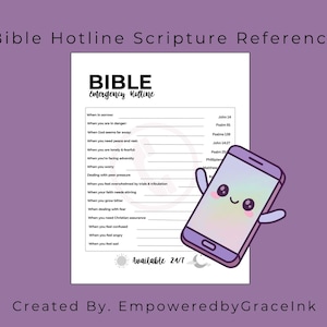 Bibel-Hotline Schriftstellen| Biblische Notrufzahlen für Komfort | Zierliche Bibel Einlage | Digitaler Download | EmpoweredByGraceInk