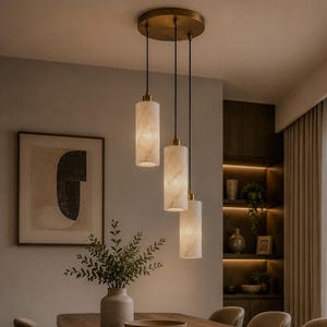Lampa wisząca z alabastru, żyrandol z litego mosiądzu, nowoczesne oświetlenie kuchenne