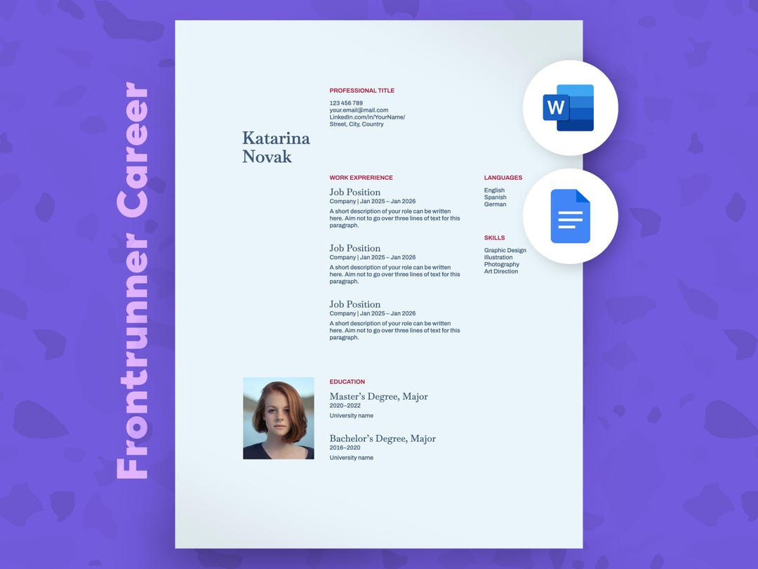 Modern Resume Template CV Soft Minimal Word & Google Docs - Etsy