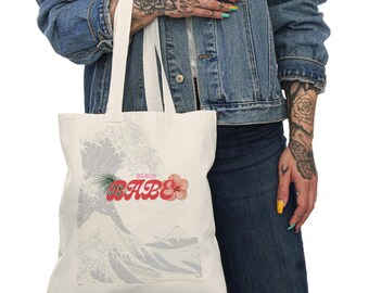 Beach Babe Einkaufstasche | Retro Blumen Palmen Grafik