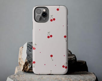 Kirsche Muster Handyhülle | Glänzendes minimalistisches rotes Obst Design