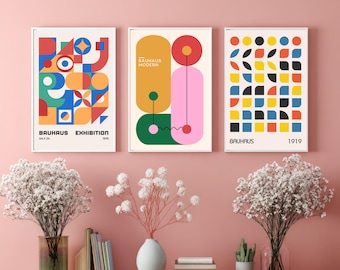 Abstract Geometric Print Set, Neutral Tone Gallery Wall Art, A3 Matte Paper