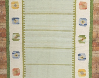 Tapete de lã verde sálvia tecido à mão, tapete escandinavo boho, tapete plano com padrão tribal folclórico, tapete pastel para sala de estar e quarto, tapete decorativo para casa