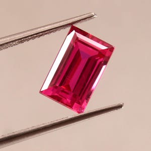 AAA6x12MM Baguette Shape Cut Lab created Mozambique Ruby Gemstone, Fine Quality for Jewelry Making