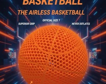 Airless Basketball • Official Size 7, Never Deflate