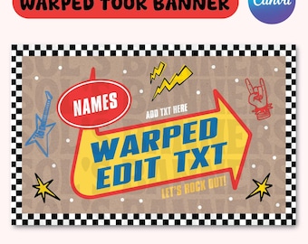 Warped Tour OG Colors Banner | Punk Rock Party Decor | Printable Canva Template