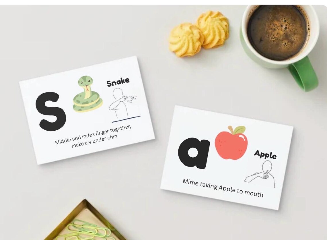 Makaton Phonics Flashcards White Background. Digital - Phase 2 - Etsy
