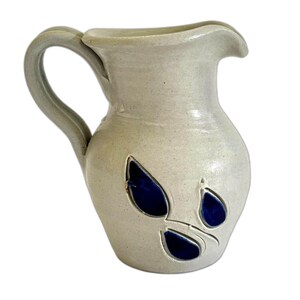 Vintage Williamsburg Pottery Stoneware Pitcher Gray Blue Studio Art Pottery