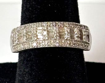 Sterling Silver CZ Baguette Band Ring 925 Wedding Anniversary Stackable Size 6