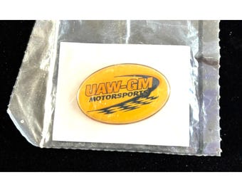 UAW GM Motorsports Pin NOS Union Chevrolet Racing Enamel Lapel New Old Stock