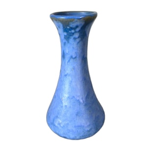 VTG Blue Pottery Vase Matte Glaze Mottled Cornflower Ceramic Arts & Crafts Decor
