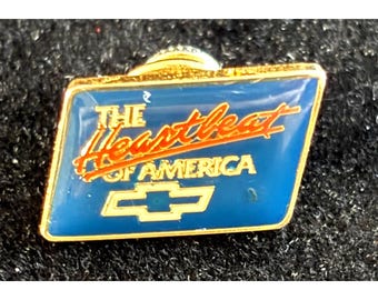Vintage Chevrolet Heartbeat of America Lapel Pin Chevy Bowtie GM Advertising
