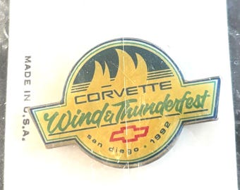 VTG Corvette Winter Thunderfest 1992 Pin San Diego Chevy Event NOS Made in USA