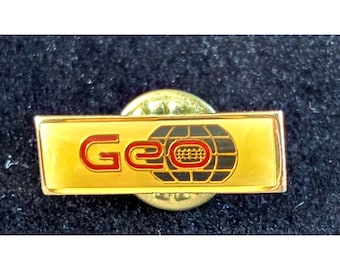 Vintage Geo GM Logo Lapel Pin Tie Tack Globe Emblem 1990s Automotive Badge