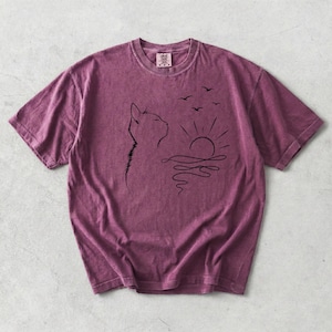 Trendy Summer T-Shirt, Cute Cat Tee, Comfort Colors Sun Shirt, Mood Cats Sunrise T-shirt, Cute Wife Anniversary Tee image 10
