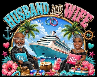 Husband Wife Travel Partners PNG, Couple Vacation Design, Romantic Beach Trip Clipart, Anniversary Gift Printable PNG