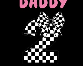 Daddy 2nd Birthday Checkered Bow Two Party Design PNG