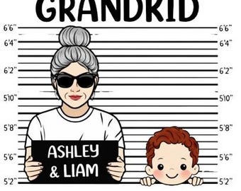 Personalized Grandma and Grandkid Shirt, Best Partners in Crime, Custom Grandma Gift, Matching Family Tee with Names PNG
