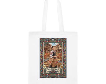 Polski Targ Cotton Tote Vintage Polish Market Illustration Grocery Bag