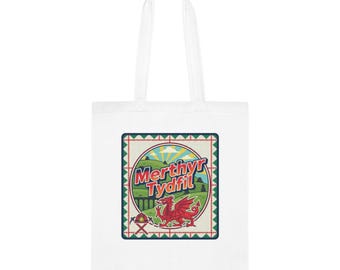 Merthyr Tydfil Welsh Pride Cotton Tote Vintage Dragon Market Bag