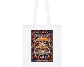 Polskie Zakupy Vintage Market Tote Polish Folk Art Cotton Bag