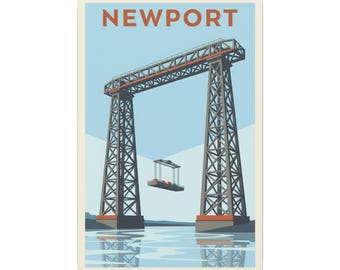 Newport Aerial Tram Matte Canvas Print  Vintage Coastal Wall Art