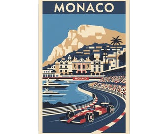 Monaco Grand Prix Vintage Poster Canvas