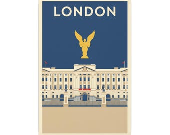 London Buckingham Palace Canvas Print Vintage Travel Poster Wall Art
