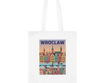 Wroclaw Cityscape Cotton Tote Retro Polish Travel Market Bag