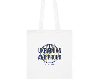 Ukrainian And Proud Cotton Tote Heritage Flag Graphic Tote Bag