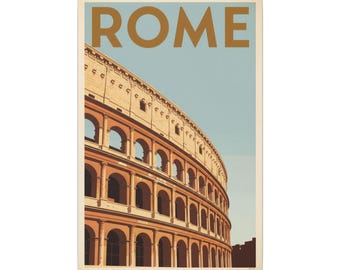Rome Colosseum Vintage Travel Poster Matte Canvas Print