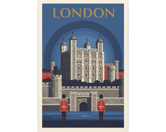 Tower of London Retro Travel Poster Canvas